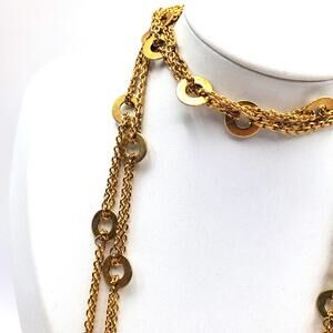 18K Gold Plated Chain Necklace OTC Italy GEP Layered Long Multi Strand Vintage